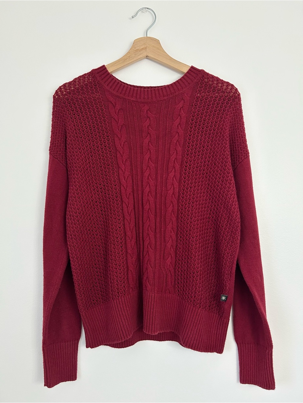 Banana Republic Cable Knit Crew Neck Red Sweater